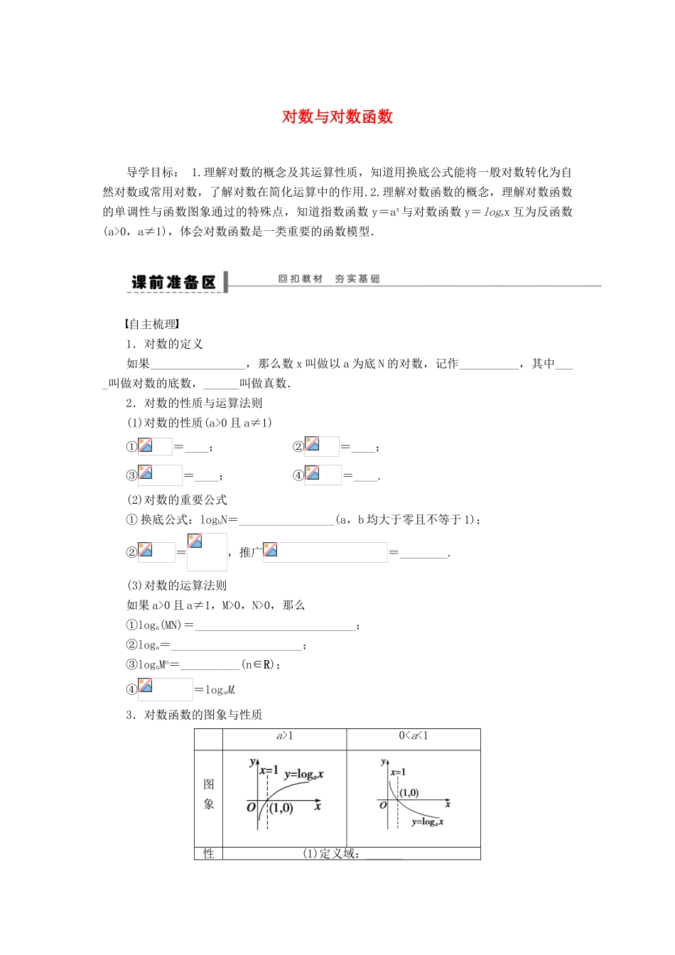 【步步高】（四川专用）2014届高三数学大一轮复习 对数与对数函数学案 理 新人教A版_第1页