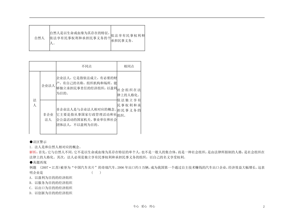 【精品】备考2011高考政治高效学习方案政治考点专项 经济是市场的主体教案 人教版_第2页