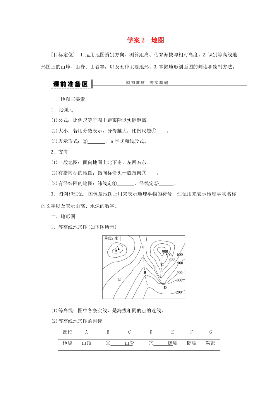 【步步高】2015届高三地理总复习 第一单元 地图学案 湘教版_第1页