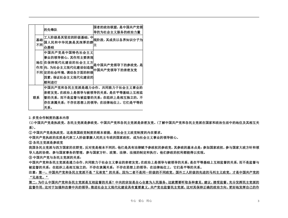 【精品】备考2011高考政治高效学习方案政治考点专项 政治共产党领导的多党合作和政治协商制度教案 人教版_第3页