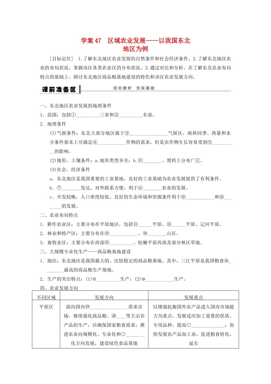 【步步高】2015届高三地理总复习 区域农业发展学案 湘教版_第1页