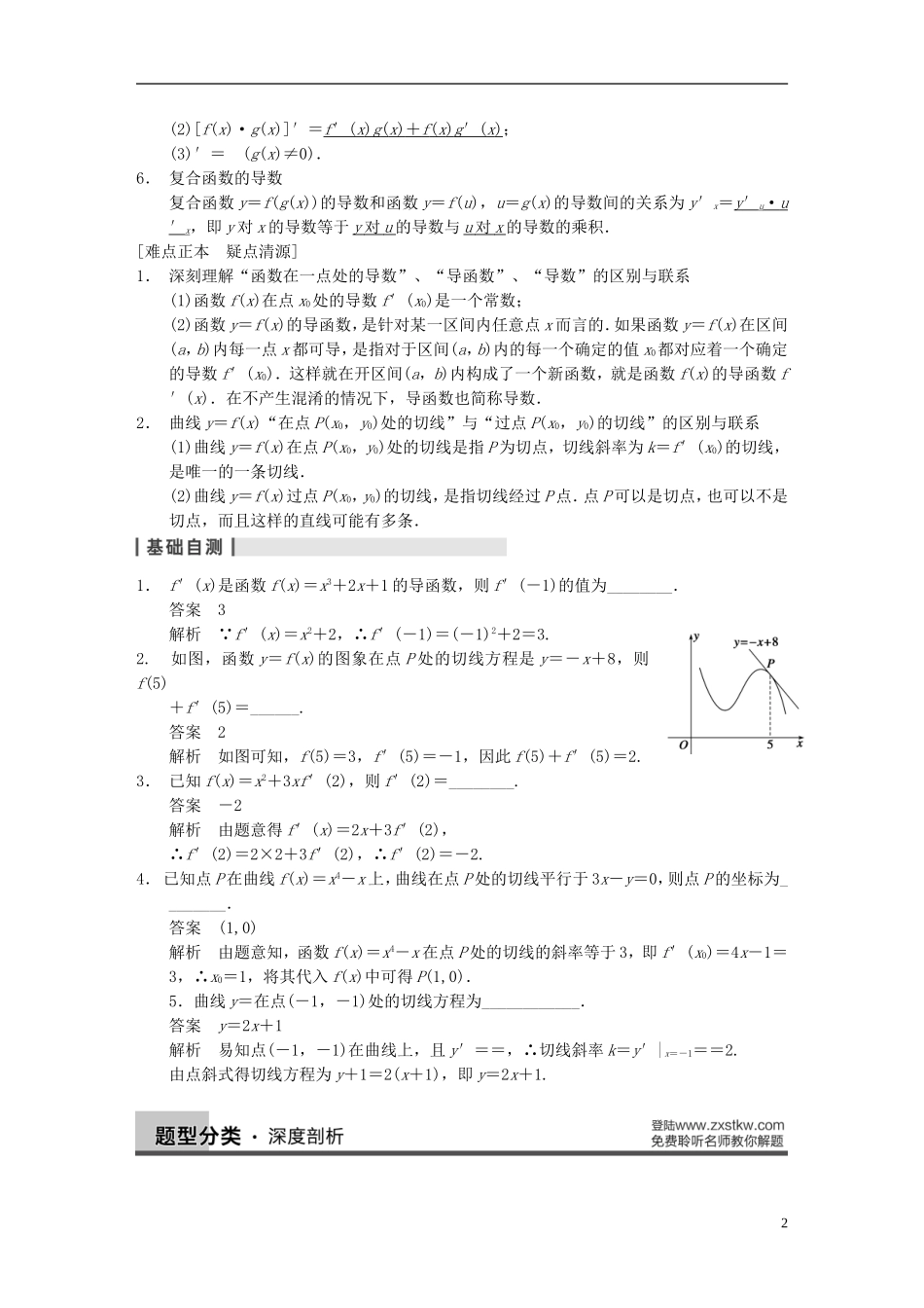【步步高】2014届高三数学大一轮复习 3.1导数的概念及其运算教案 理 新人教A版 _第2页