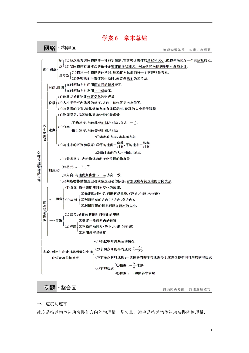 【步步高】高中物理 第1章 章末总结学案 沪科版必修1_第1页