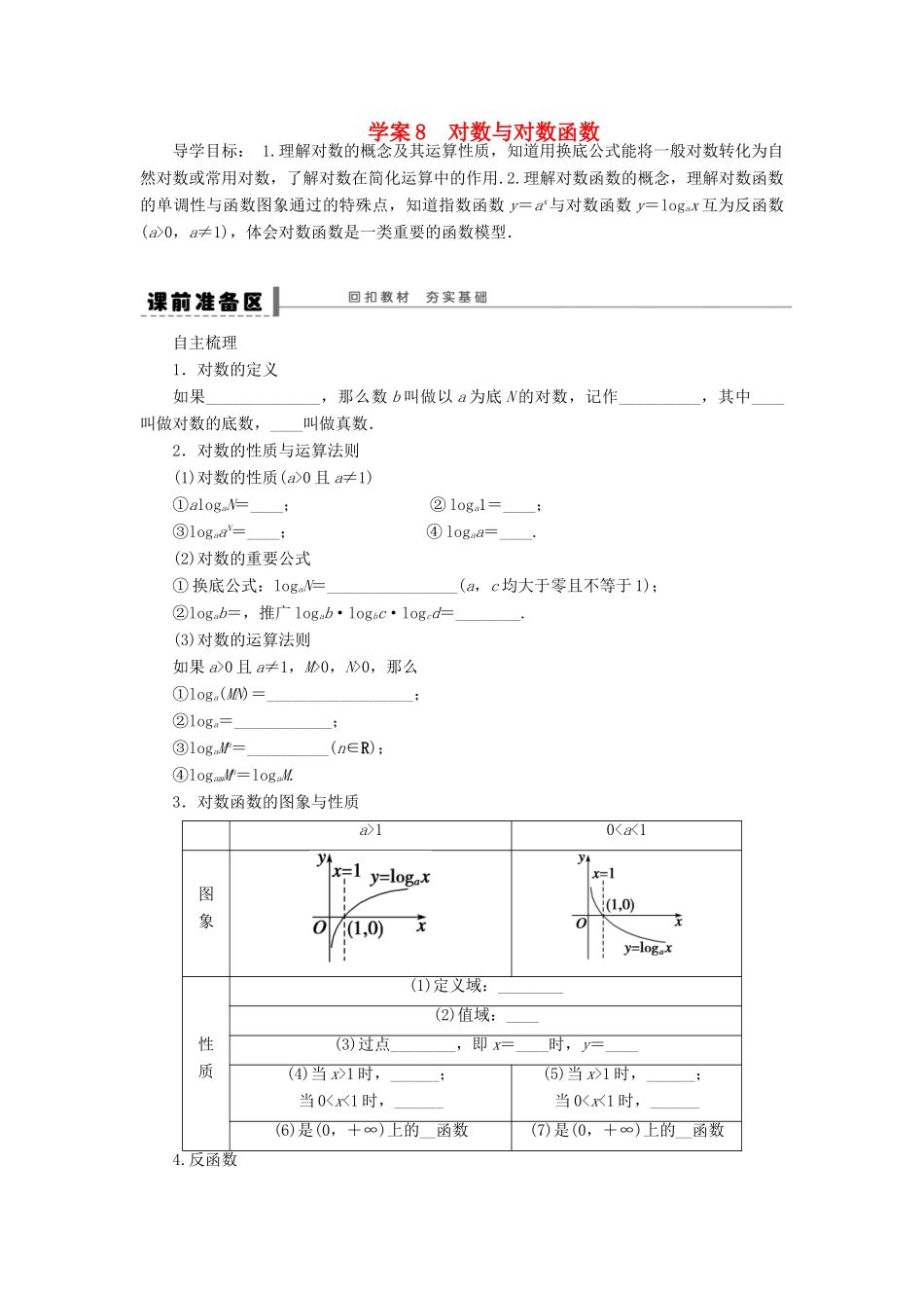 【步步高】2014届高三数学大一轮复习讲义 第2章 对数与对数函数学案 苏教版 _第1页