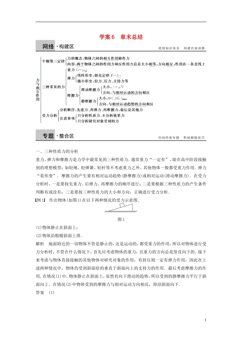 【步步高】高中物理 第3章 章末总结学案 沪科版必修1_第1页