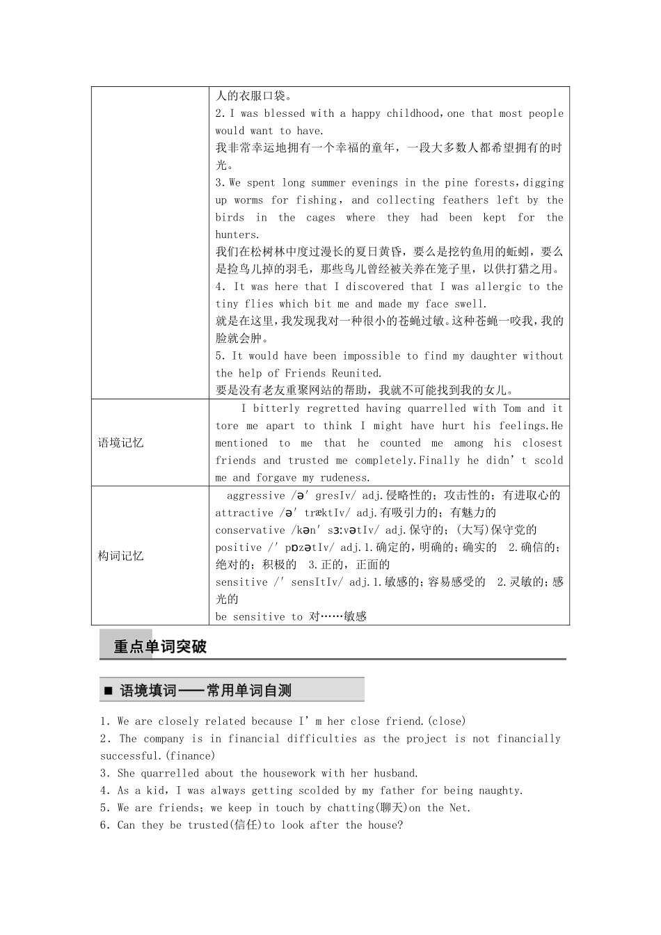 【步步高】2015届高考英语 Module 3 Interpersonal Relationships Friendship同步导学 外研版选修6_第2页