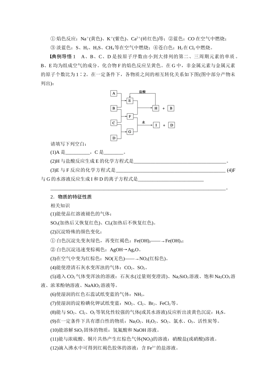 【步步高】（新课标）2015届高考化学大一轮复习讲义 第四章 学案24 无机框图题的解答策略导学案（含解析）_第2页