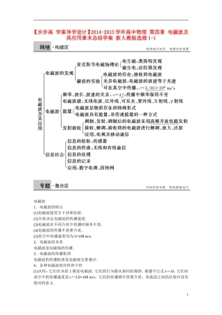 【步步高 学案导学设计】2014-2015学年高中物理 第四章 电磁波及其应用章末总结学案 新人教版选修1-1