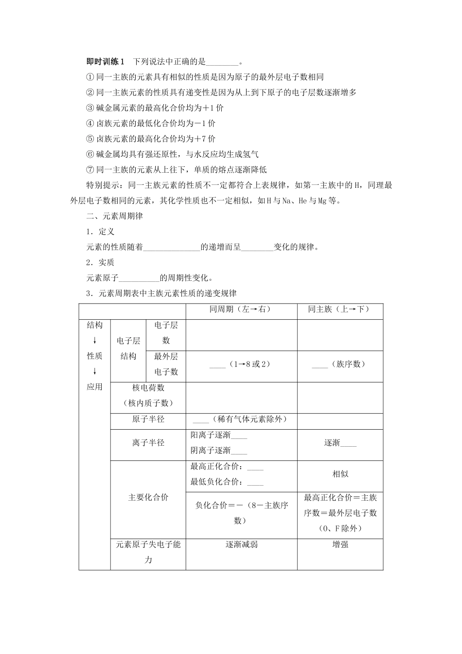 【志鸿优化设计】2014届高考化学一轮复习 第五单元物质结构 元素周期律第2节元素周期律教学案 新人教版_第2页