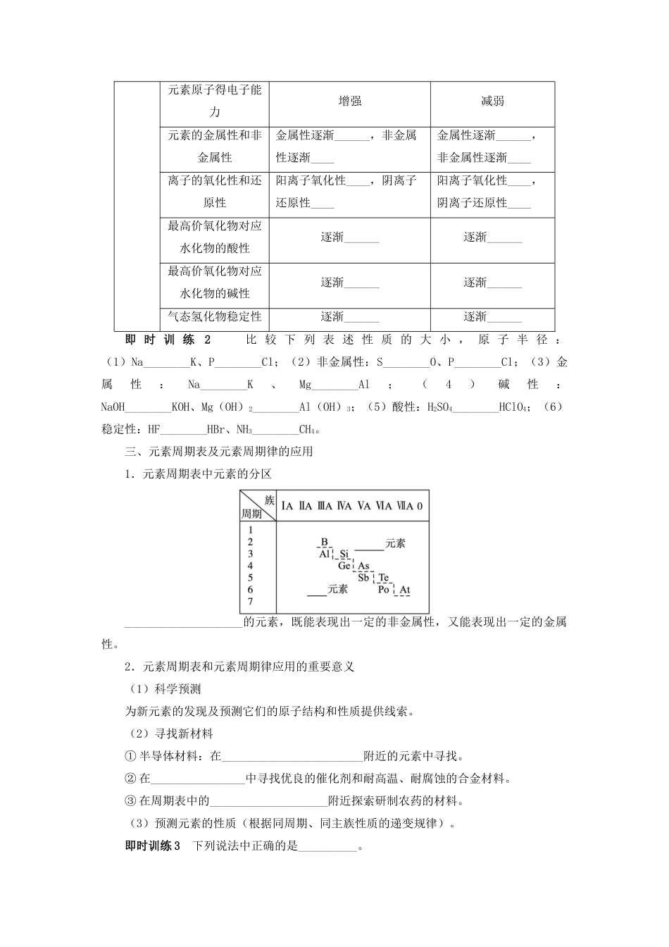 【志鸿优化设计】2014届高考化学一轮复习 第五单元物质结构 元素周期律第2节元素周期律教学案 新人教版_第3页