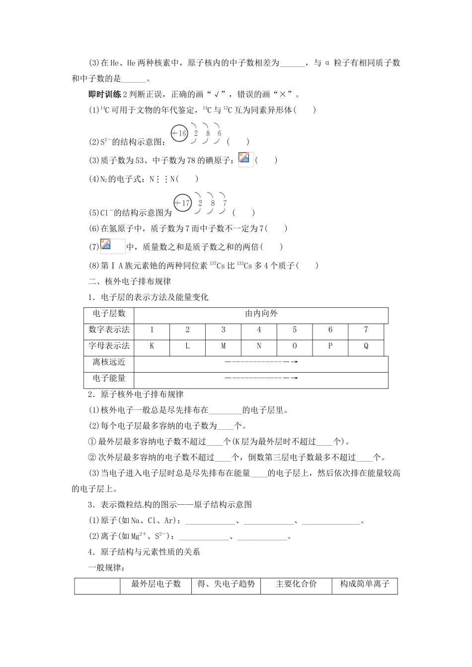 【志鸿优化设计】2014届高考化学一轮复习 第五章 原子结构与元素周期律第一节原子结构教学案 鲁科版_第3页