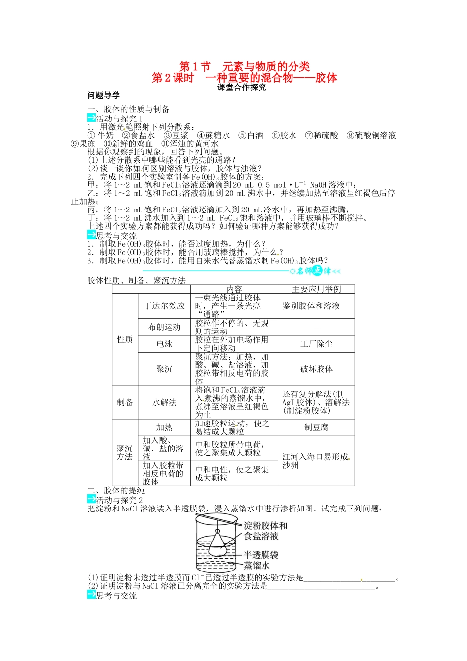 【志鸿全优设计】2013-2014学年高中化学 第2章第1节元素与物质的分类（第2课时）目标导学 鲁科版必修1_第1页