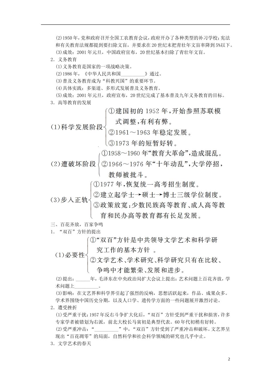 【步步高】2013版高考历史大一轮复习 第十七单元第39讲　现代中国的科技、教育与文学艺术教案 岳麓版必修3_第2页