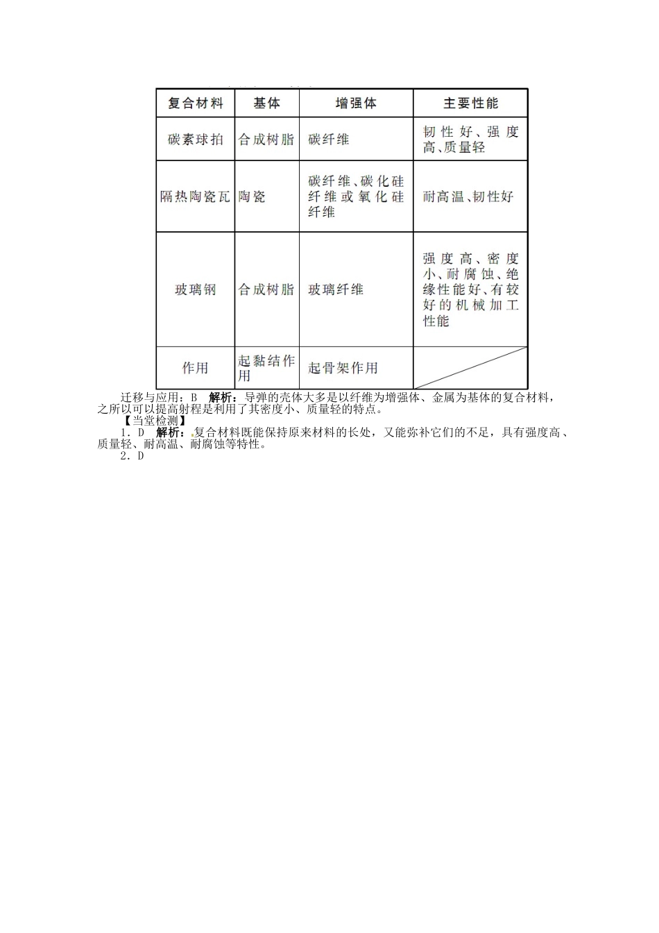 【志鸿全优设计】2013-2014学年高中化学 第4章第3节复合材料目标导学 鲁科版必修1_第3页
