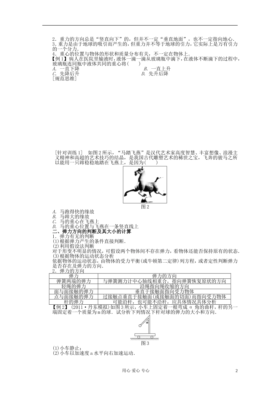 【步步高】2013年高考物理大一轮 第二章 6 力　重力　弹力学案 新人教版必修1_第2页