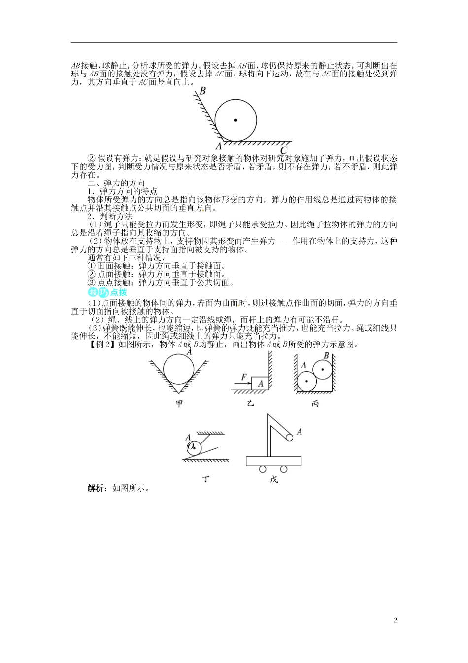 【志鸿全优设计】2013-2014学年高中物理 第4章第2节形变与弹力目标导学 鲁科版必修1_第2页