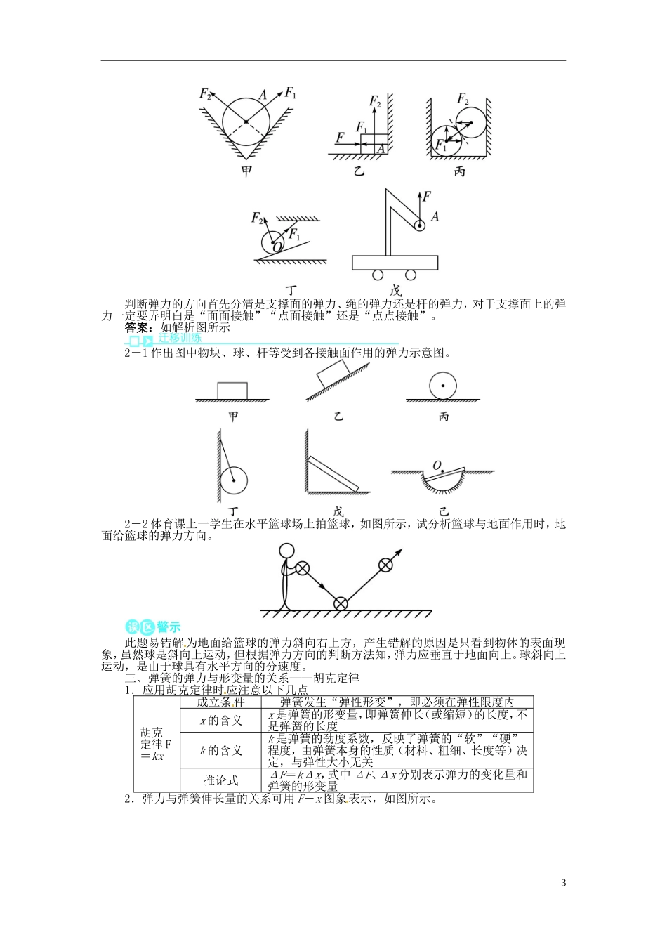 【志鸿全优设计】2013-2014学年高中物理 第4章第2节形变与弹力目标导学 鲁科版必修1_第3页
