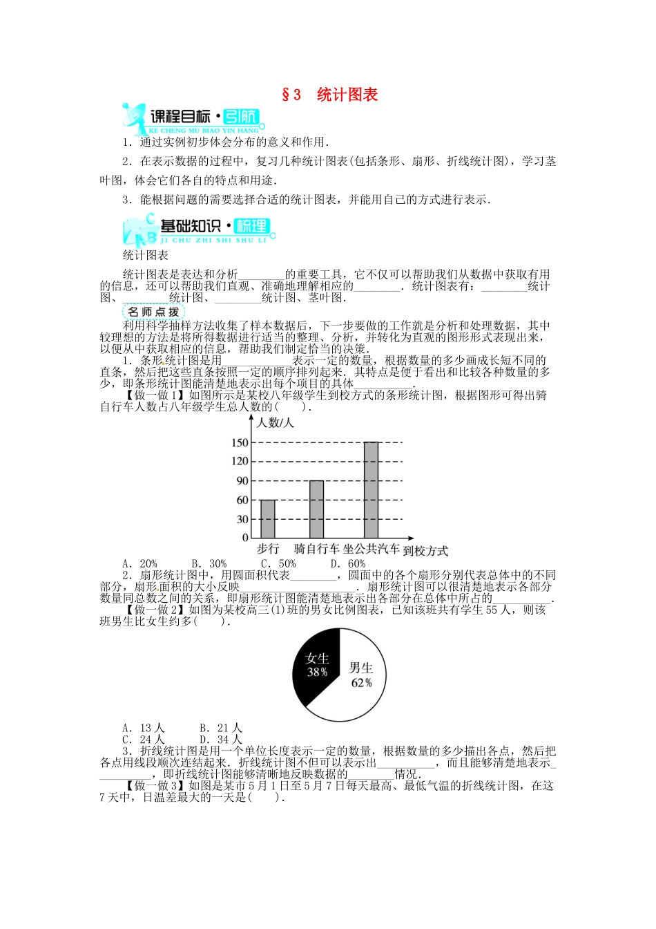 【志鸿全优设计】2013-2014学年高中数学 第一章§3统计图表导学案 北师大版必修3_第1页