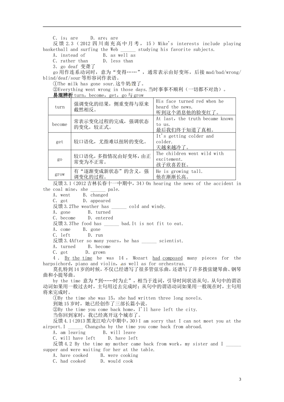 【志鸿优化设计】2014届高考英语一轮复习 Module3　Music教学案 外研版必修2_第3页