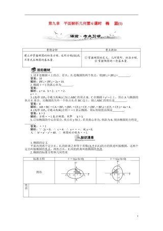 【最高考系列】（14年3月新版）2015届高考数学总复习（考点引领+技巧点拨）第九章平面解析几何第6课时椭圆(1)教学案（含最新模拟、试题改编）