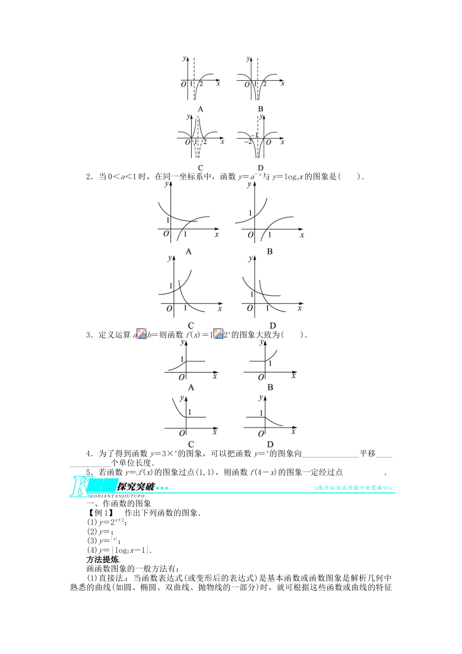 【志鸿优化设计】（湖北专用）2014届高考数学一轮复习 第二章函数2．8函数的图象及其变换教学案 理 新人教A版 _第2页