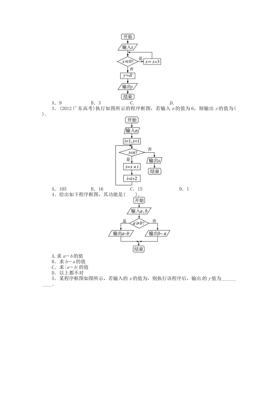 【志鸿优化设计】（湖北专用）2014届高考数学一轮复习 第十二章算法初步、推理与证明、复数12．1算法与程序框图教学案 理 新人教A版 _第2页