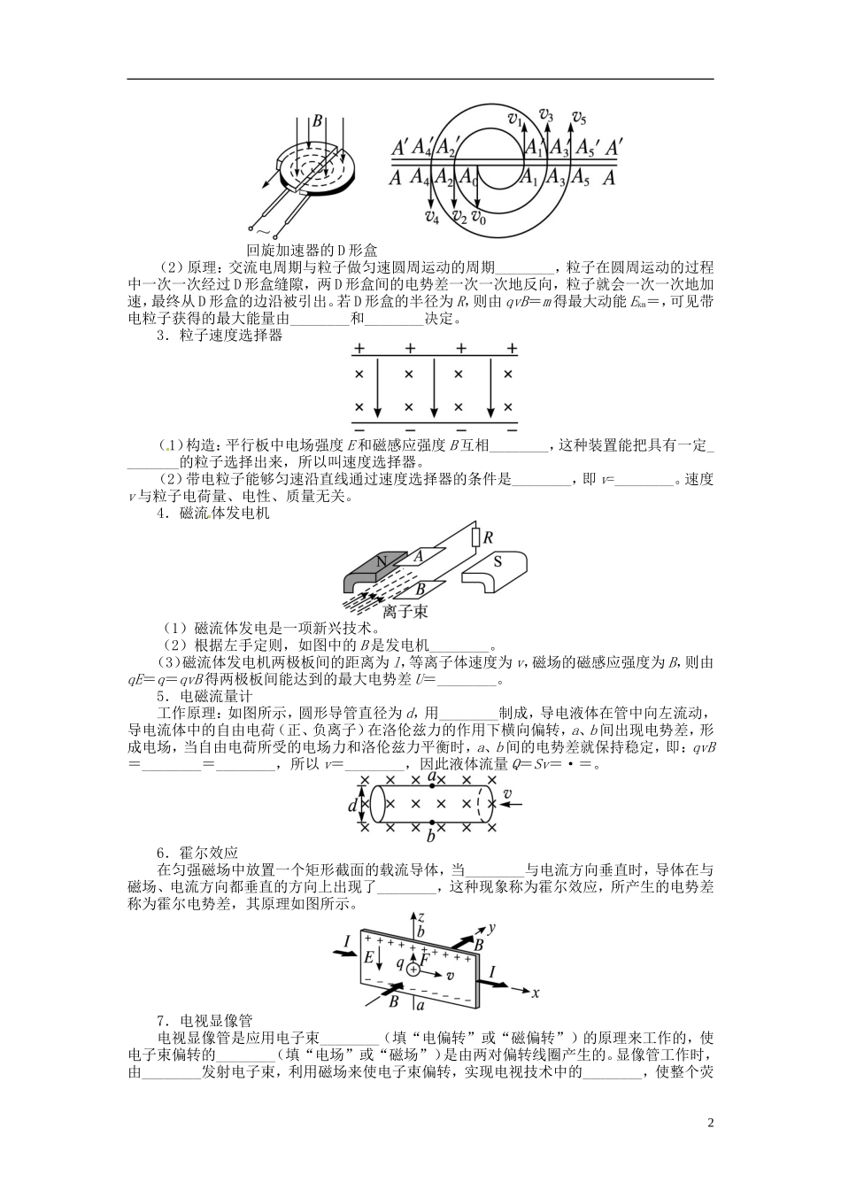【志鸿优化设计】（江苏专用）2014届高考物理 第八章磁场第三节带电粒子在复合场中的运动教学案_第2页
