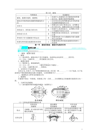 【志鸿优化设计】（江苏专用）2014届高考物理 第八章磁场第一节磁场的描述 磁场对电流的作用教学案