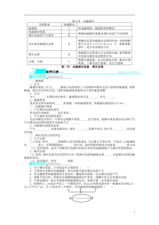 【志鸿优化设计】（江苏专用）2014届高考物理 第九章电磁感应第一节电磁感应现象 楞次定律教学案