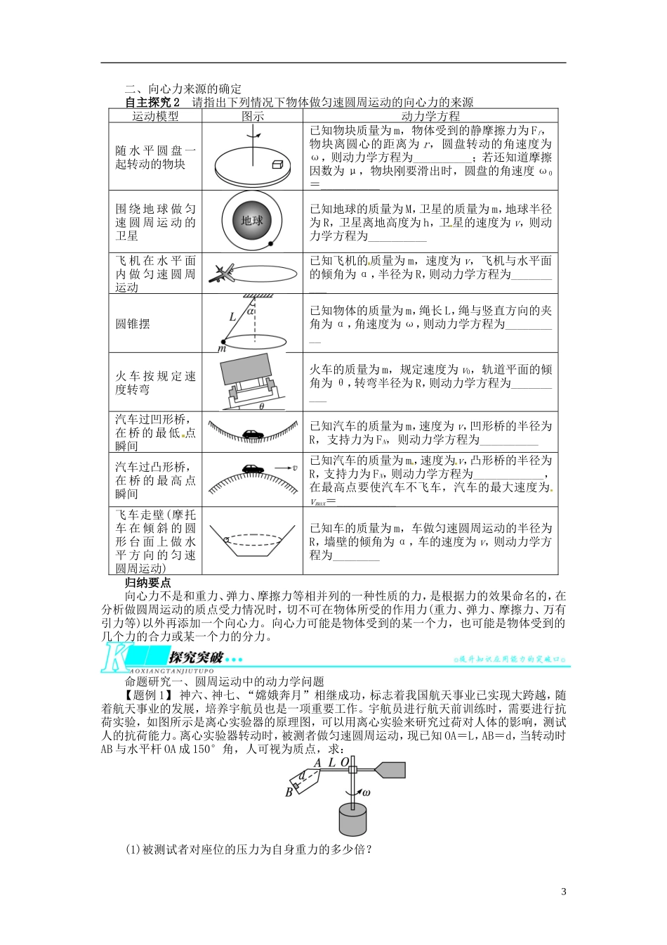 【志鸿优化设计】（浙江专用）2014届高考物理一轮复习 第四章 曲线运动万有引力与航天第三节圆周运动教学案_第3页