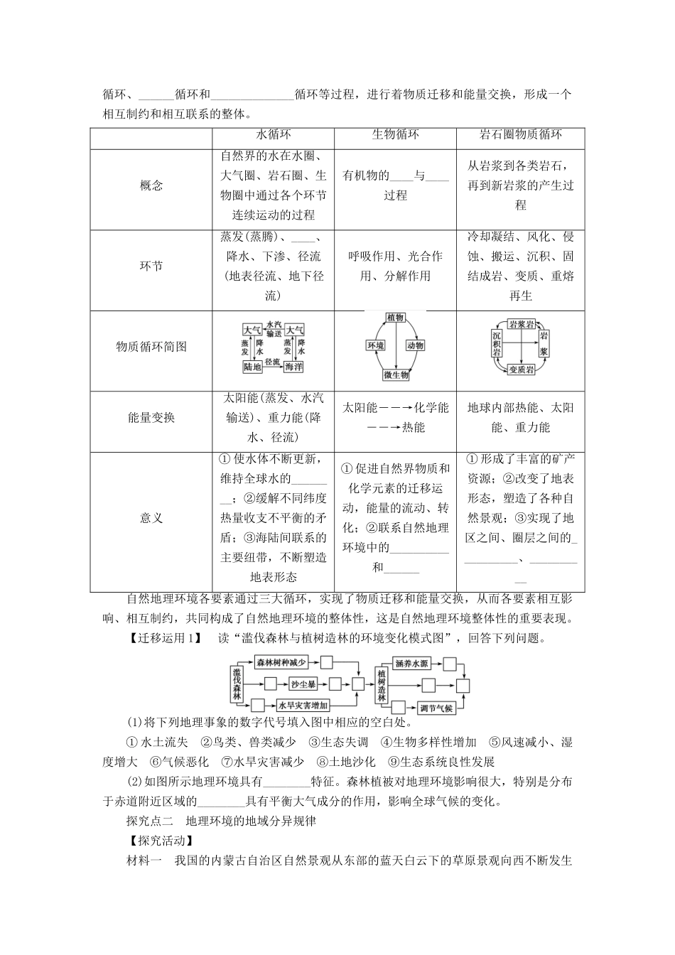【课堂设计】2014-2015高中地理 3.2 地理环境的整体性和地域分异学案 中图版必修1_第3页