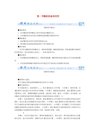 【课堂新坐标】（教师用书）2013-2014学年高中生物 第3章 酶的应用技术实践同步备课参考 苏教版选修1 