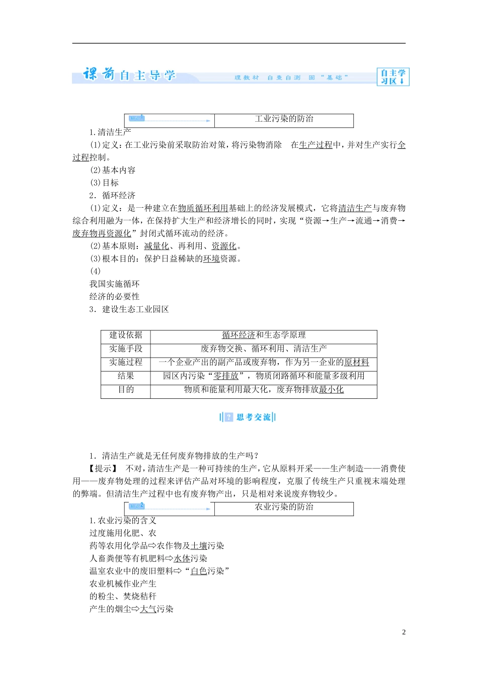【课堂新坐标】（教师用书）2013-2014学年高中地理 第三单元 环境污染与防治 第二节 工农业污染的防治教学设计 鲁教版选修6_第2页
