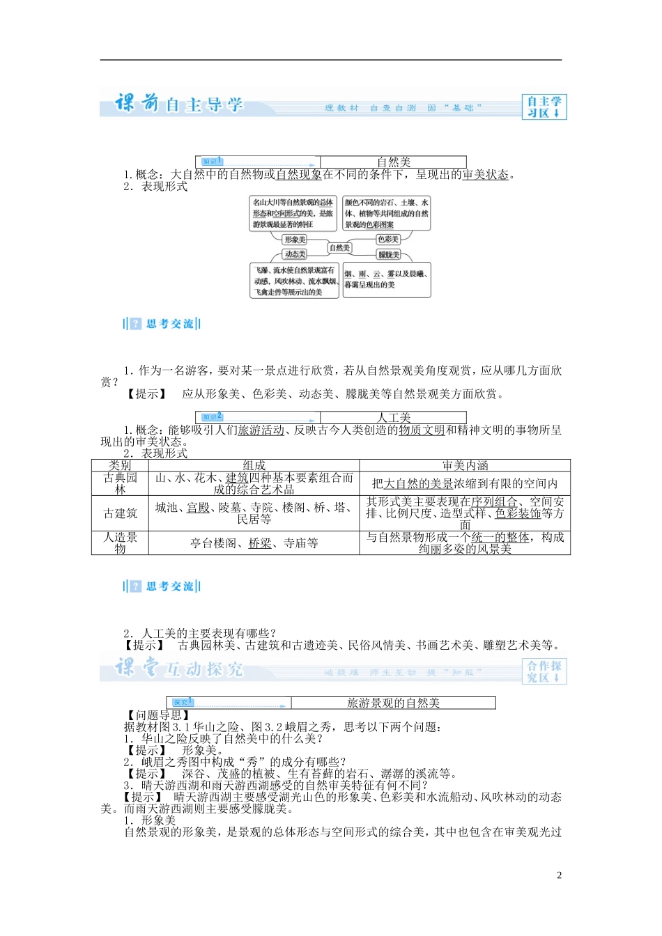 【课堂新坐标】（教师用书）2013-2014学年高中地理 第一节 旅游景观的审美特征教案 新人教版选修3_第2页