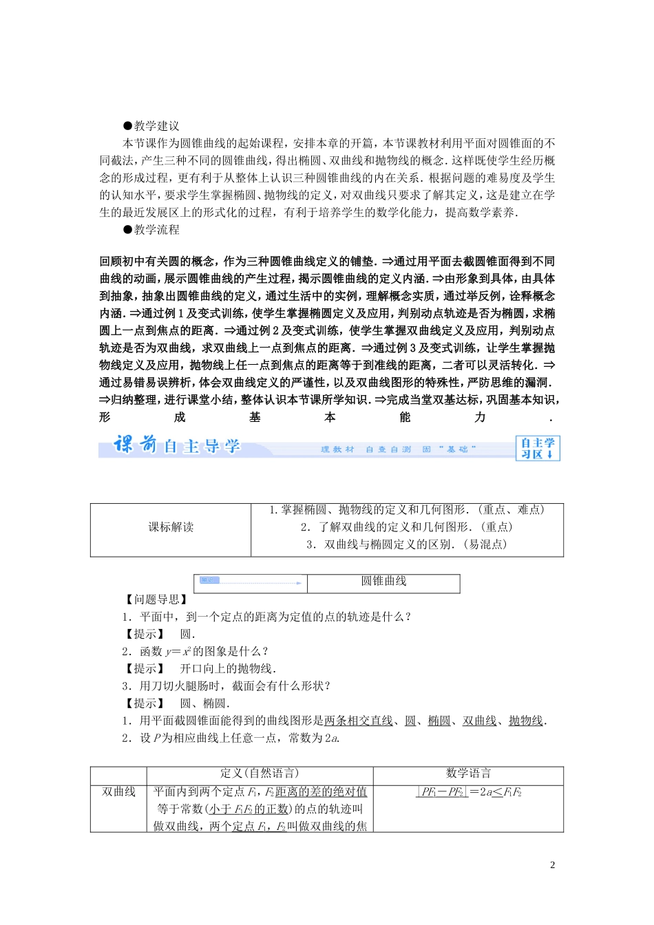 【课堂新坐标】（教师用书）2013-2014学年高中数学 第二章 圆锥曲线与方程教案 苏教版选修2-1_第2页