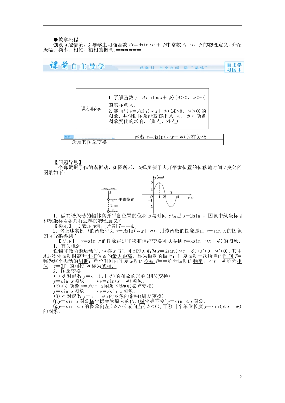 【课堂新坐标】（教师用书）2013-2014学年高中数学 1.3.3 函数y＝Asin（ωx＋φ）的图象教案 苏教版必修4_第2页