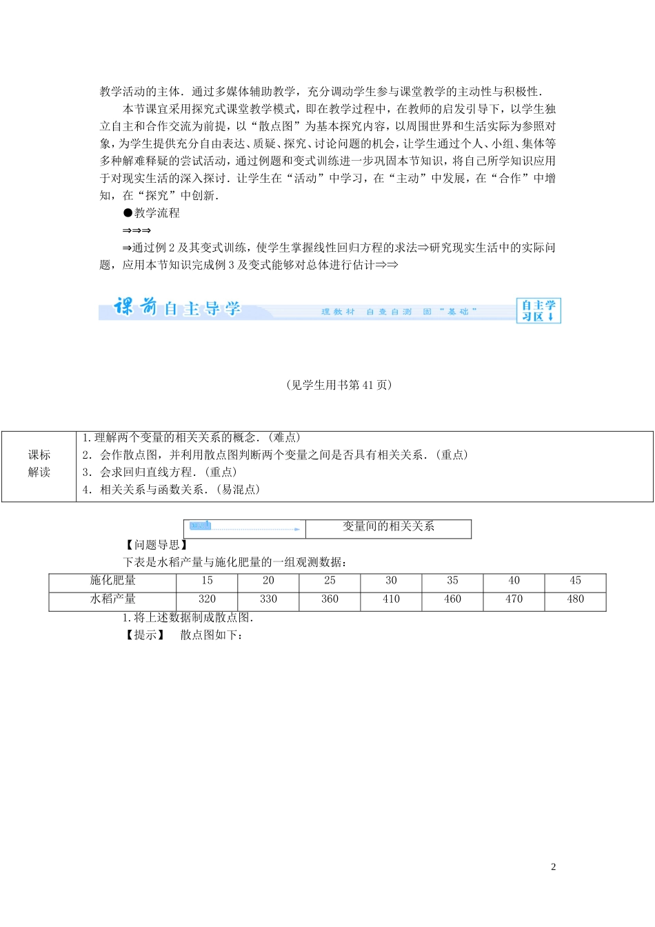 【课堂新坐标】2014高中数学 变量间的相关关系教案 新人教版必修3_第2页