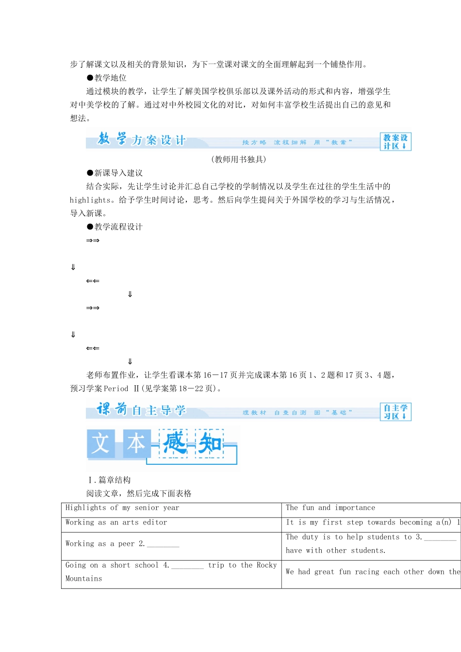 【课堂新坐标】（教师用书）2013-2014学年高中英语 Module 2 Highlights of My Senior Year教案 外研版选修7_第2页