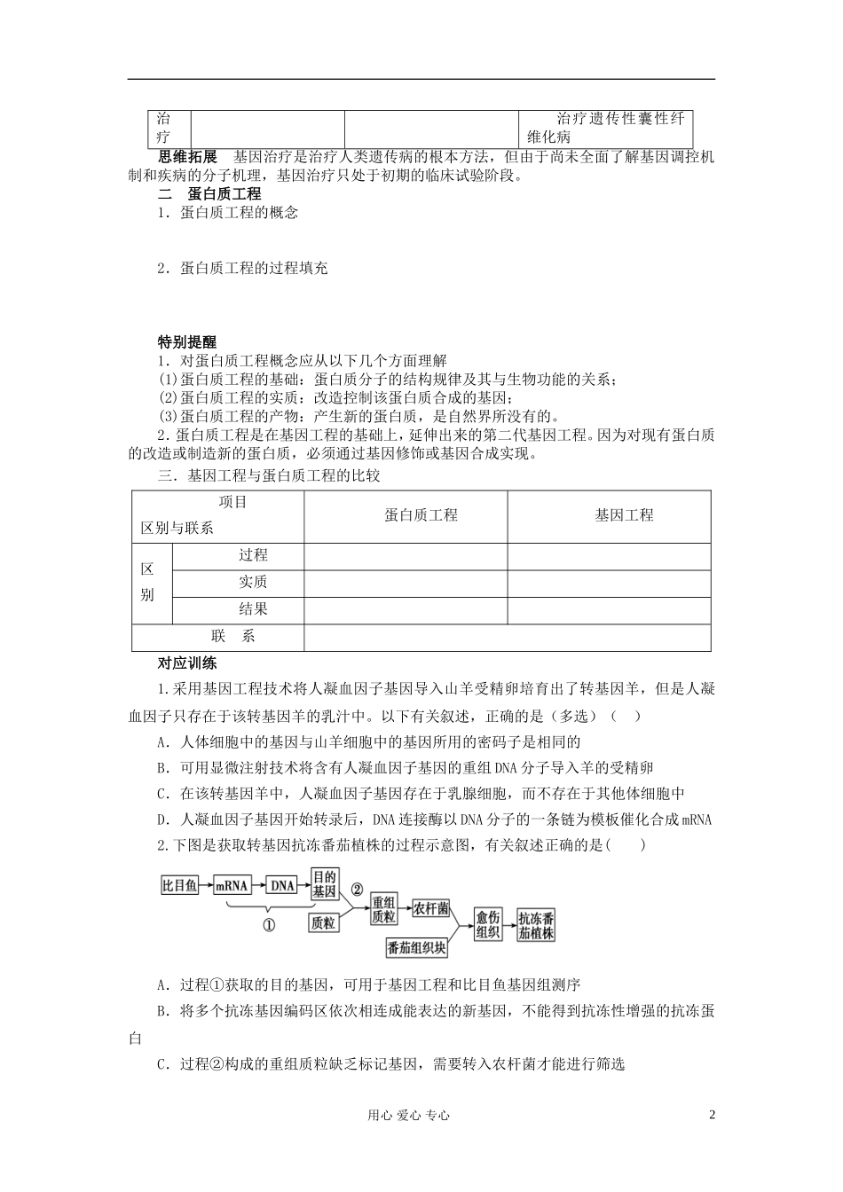 【赢在起点】2013届高考生物一轮复习 第十单元 基因工程的应用和蛋白质工程的崛起学案_第2页