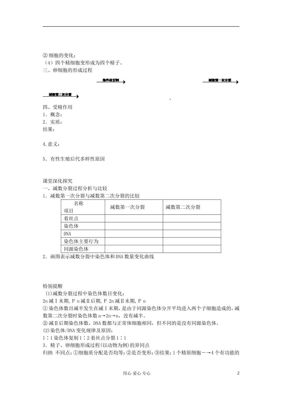 【赢在起点】2013届高考生物一轮复习 第五单元 遗传的细胞基础--减数分裂和受精作用学案_第2页