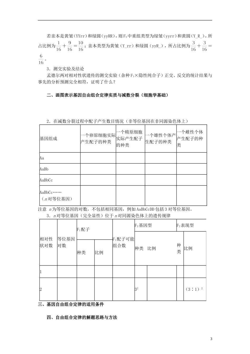 【赢在起点】2014高考生物第一轮复习（基础自查+对应训练+限时训练+高考真题体验） 第20讲 孟德尔的豌豆杂交实验（二）学案（含解析）_第3页