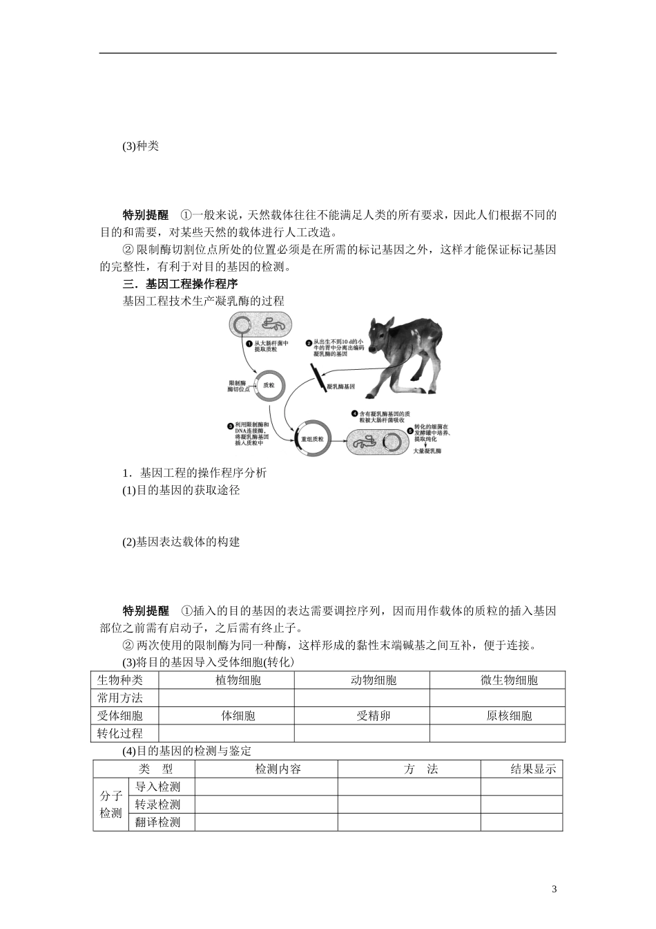 【赢在起点】2014高考生物第一轮复习（基础自查+对应训练+限时训练+高考真题体验） 第49讲 DNA重组技术的基本工具和基因工程的基本操作程序学案（含解析）_第3页