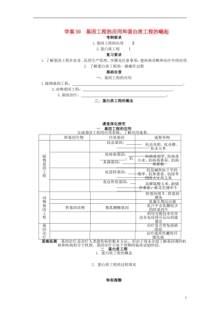 【赢在起点】2014高考生物第一轮复习（基础自查+对应训练+限时训练+高考真题体验） 第50讲 基因工程的应用和蛋白质工程的崛起学案（含解析）