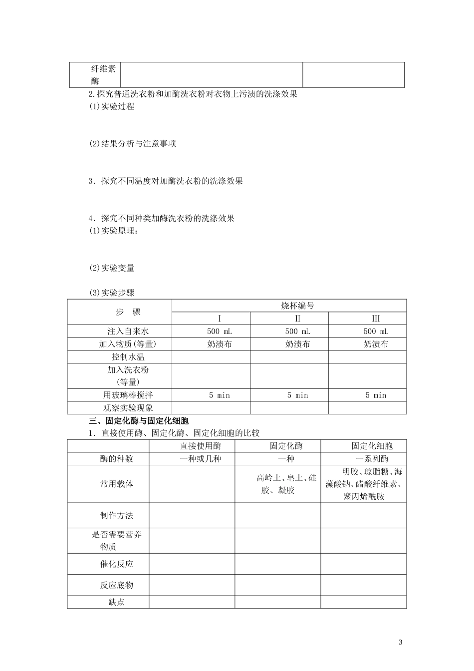 【赢在起点】2014高考生物第一轮复习（基础自查+对应训练+限时训练+高考真题体验） 第60讲 酶的研究与应用学案（含解析）_第3页