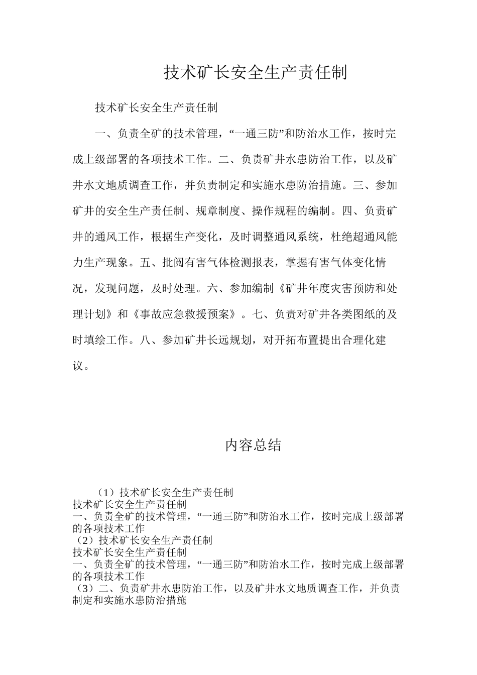 技术矿长安全生产责任制_第1页