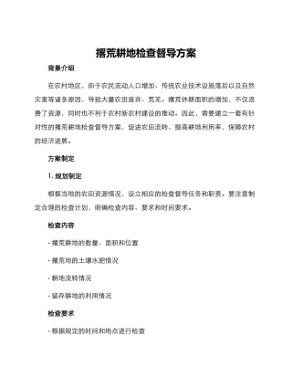 撂荒耕地检查督导方案