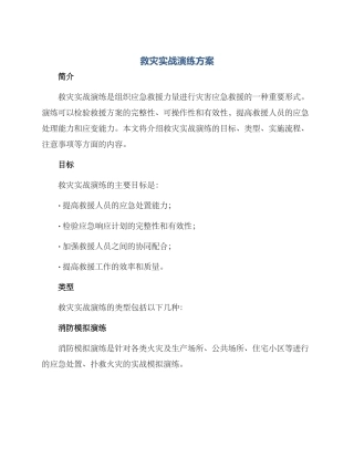 救灾实战演练方案
