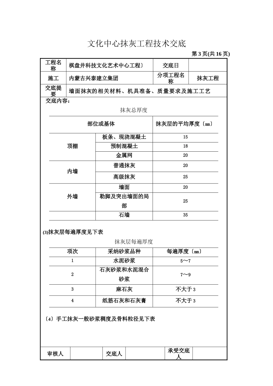 文化中心抹灰工程技术交底_第3页