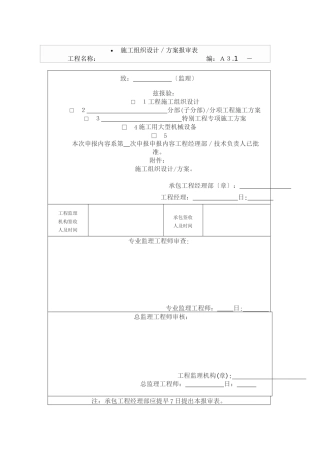 施工组织设计／方案报审表