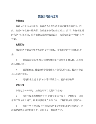 旅游公司宣传方案
